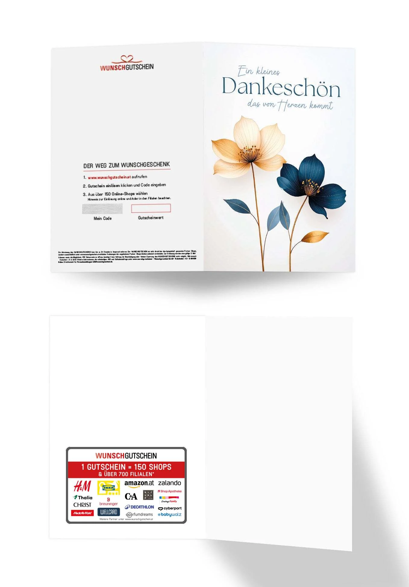 Dankeschön von Herzen - Blumen Blau Gold - Image 3