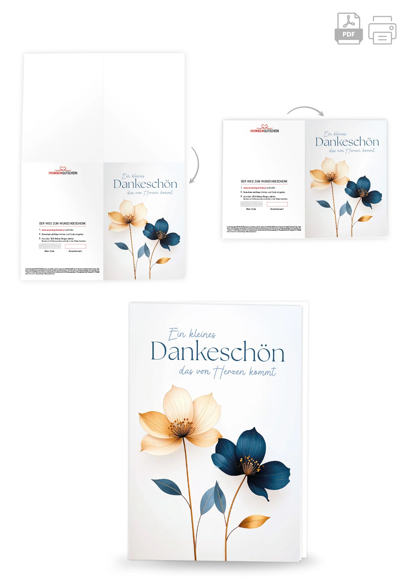 Dankeschön von Herzen - Blumen Blau Gold - Image 4